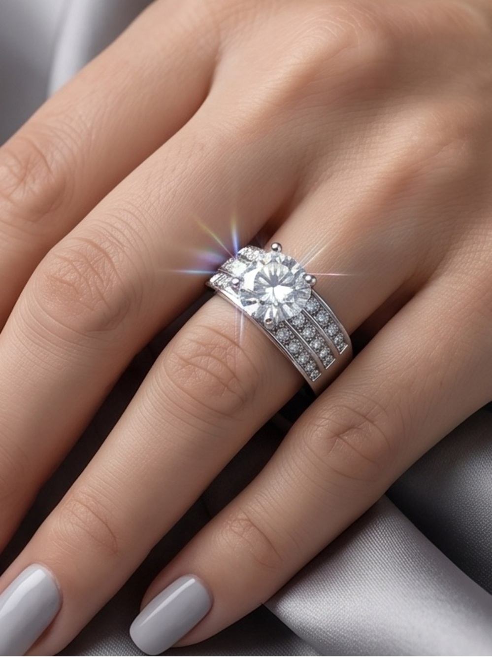 Charter Club Crystal Triple-Row Ring Size 9 3.5 Carat New
